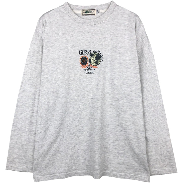 90'S Guess Long-Sleeve T-Shirt, Men's Size L (Equivalent), Vintage cotton pale white type Vintage Second Hand