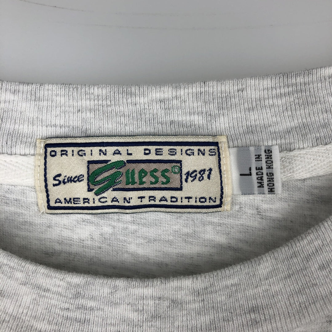 90'S Guess Long-Sleeve T-Shirt, Men's Size L (Equivalent), Vintage cotton pale white type Vintage Second Hand