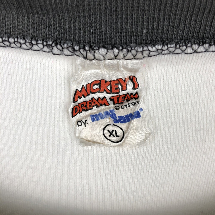 90'S MICKEY'S DREAM TEAM Mickey Mouse Character Print Long-Sleeve T-Shirt, Men's XL (Equivalent), Vintage cotton white type Vintage Second Hand