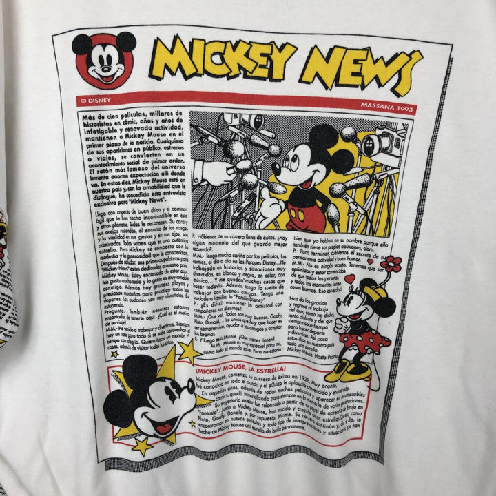 90'S MICKEY'S DREAM TEAM Mickey Mouse Character Print Long-Sleeve T-Shirt, Men's XL (Equivalent), Vintage cotton white type Vintage Second Hand