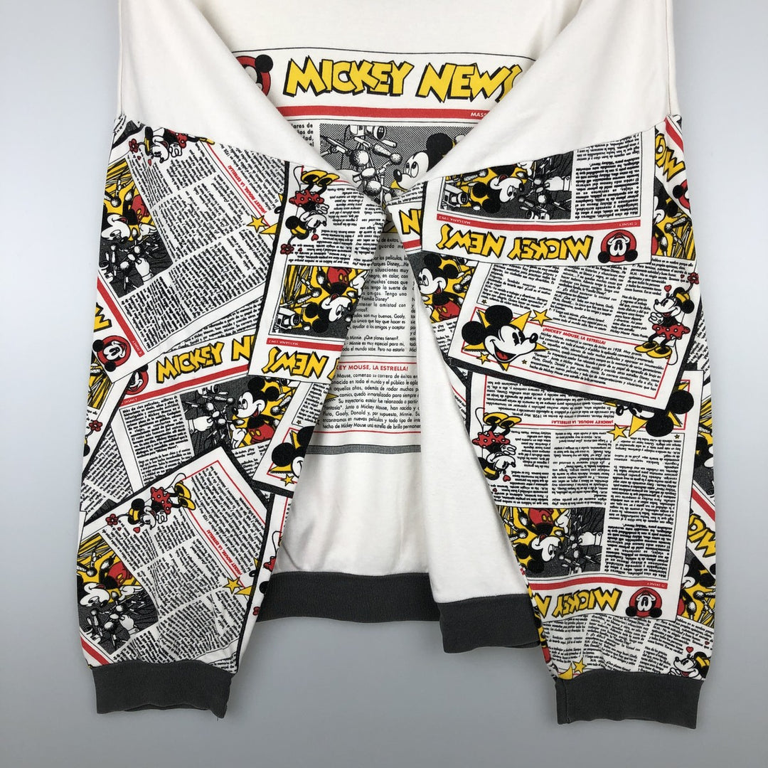 90'S MICKEY'S DREAM TEAM Mickey Mouse Character Print Long-Sleeve T-Shirt, Men's XL (Equivalent), Vintage cotton white type Vintage Second Hand