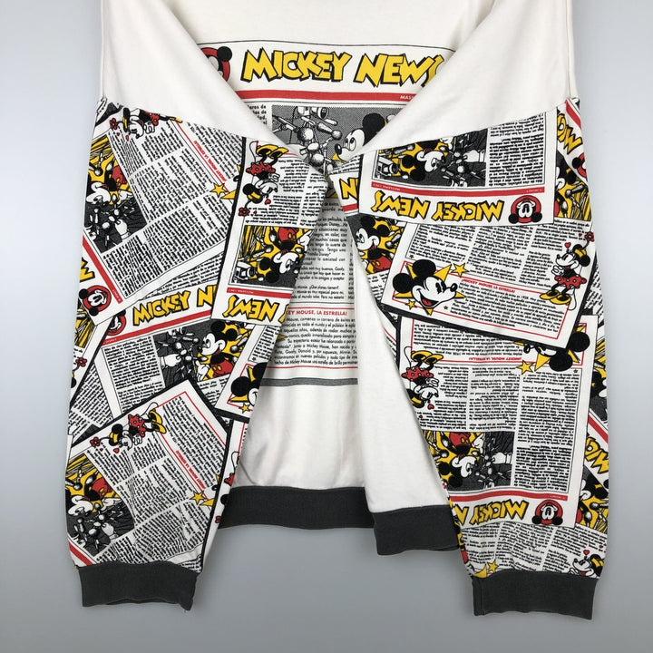 90'S MICKEY'S DREAM TEAM Mickey Mouse Character Print Long-Sleeve T-Shirt, Men's XL (Equivalent), Vintage cotton white type Vintage Second Hand