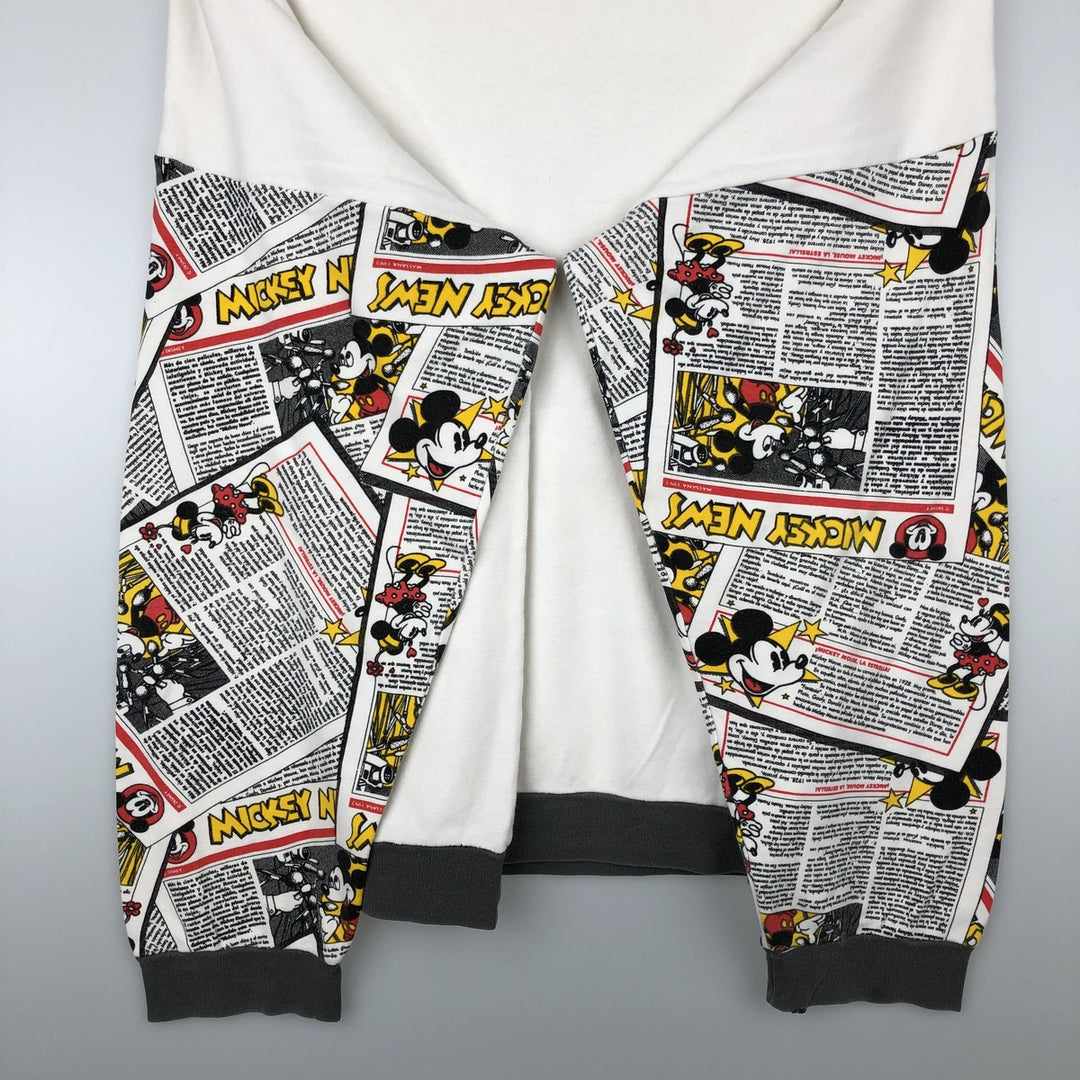 90'S MICKEY'S DREAM TEAM Mickey Mouse Character Print Long-Sleeve T-Shirt, Men's XL (Equivalent), Vintage cotton white type Vintage Second Hand
