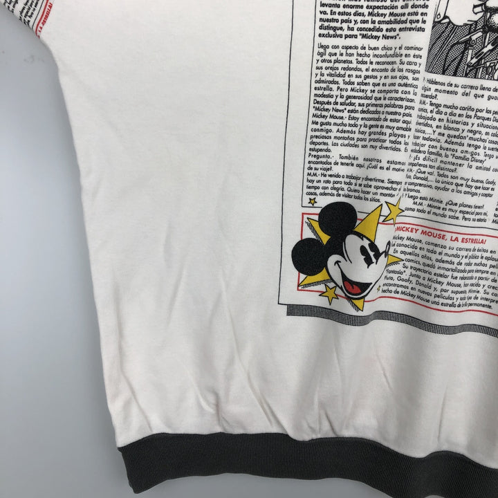90'S MICKEY'S DREAM TEAM Mickey Mouse Character Print Long-Sleeve T-Shirt, Men's XL (Equivalent), Vintage cotton white type Vintage Second Hand