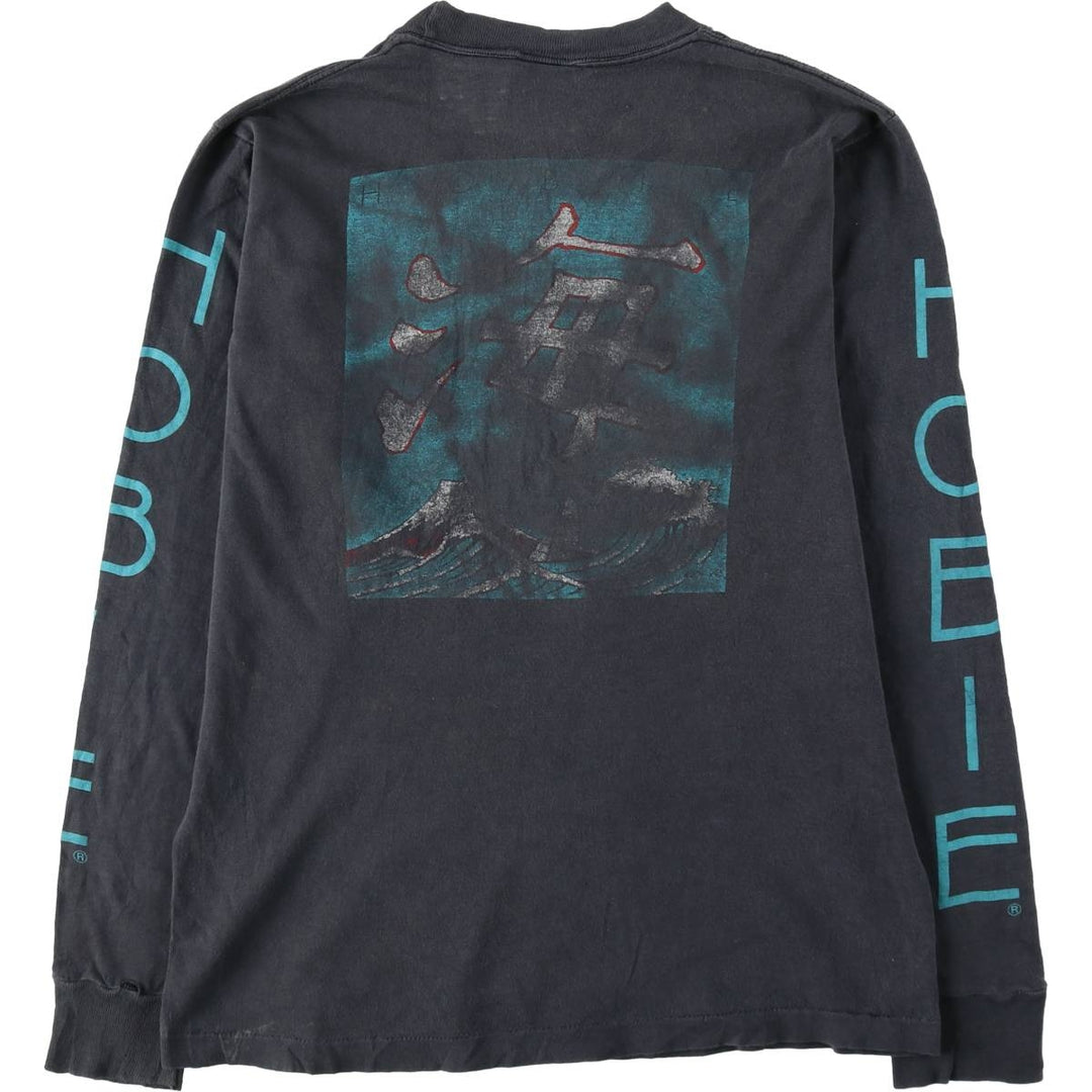 90'S HOBIE Long-Sleeve T-Shirt, Made in USA, Men's Size M (Equivalent), Vintage cotton Charcoal Vintage Second Hand
