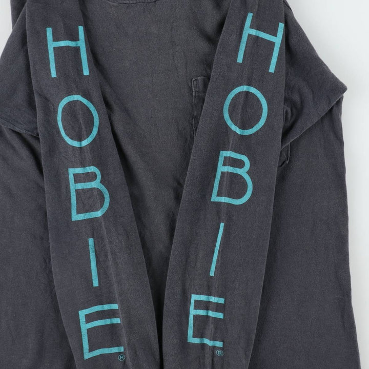 90'S HOBIE Long-Sleeve T-Shirt, Made in USA, Men's Size M (Equivalent), Vintage cotton Charcoal Vintage Second Hand