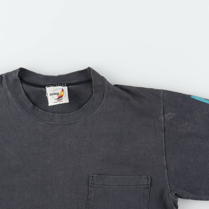 90'S HOBIE Long-Sleeve T-Shirt, Made in USA, Men's Size M (Equivalent), Vintage cotton Charcoal Vintage Second Hand
