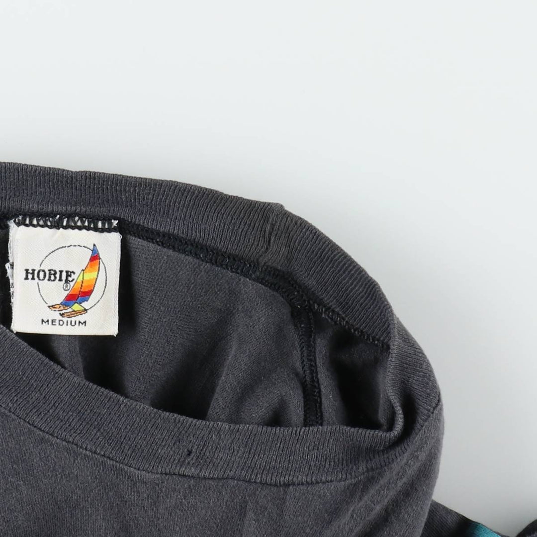 90'S HOBIE Long-Sleeve T-Shirt, Made in USA, Men's Size M (Equivalent), Vintage cotton Charcoal Vintage Second Hand