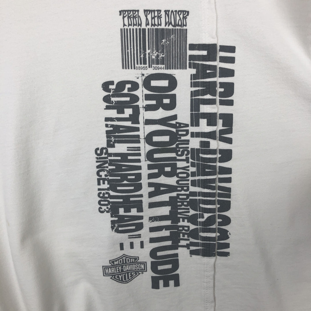 Harley-Davidson Motorcycle Long-Sleeve T-Shirt, Made in USA, Men's Size L (approx.) cotton white type Vintage Second Hand