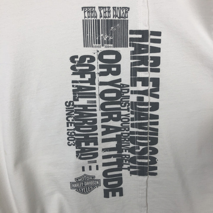 Harley-Davidson Motorcycle Long-Sleeve T-Shirt, Made in USA, Men's Size L (approx.) cotton white type Vintage Second Hand