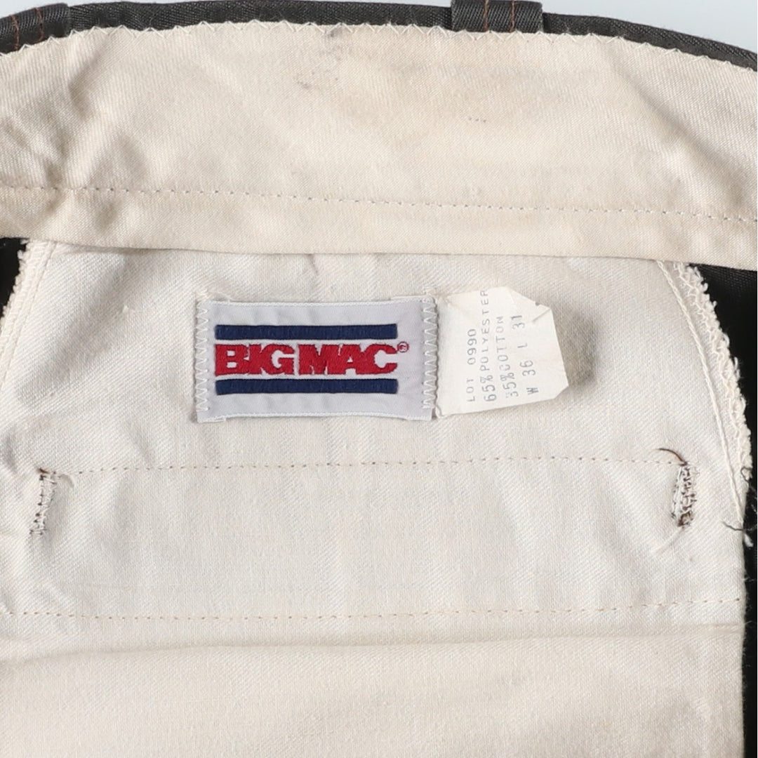 80'S BIG MAC Work Pants, Made in USA, Men's, W35, Vintage polyester Charcoal Vintage Second Hand