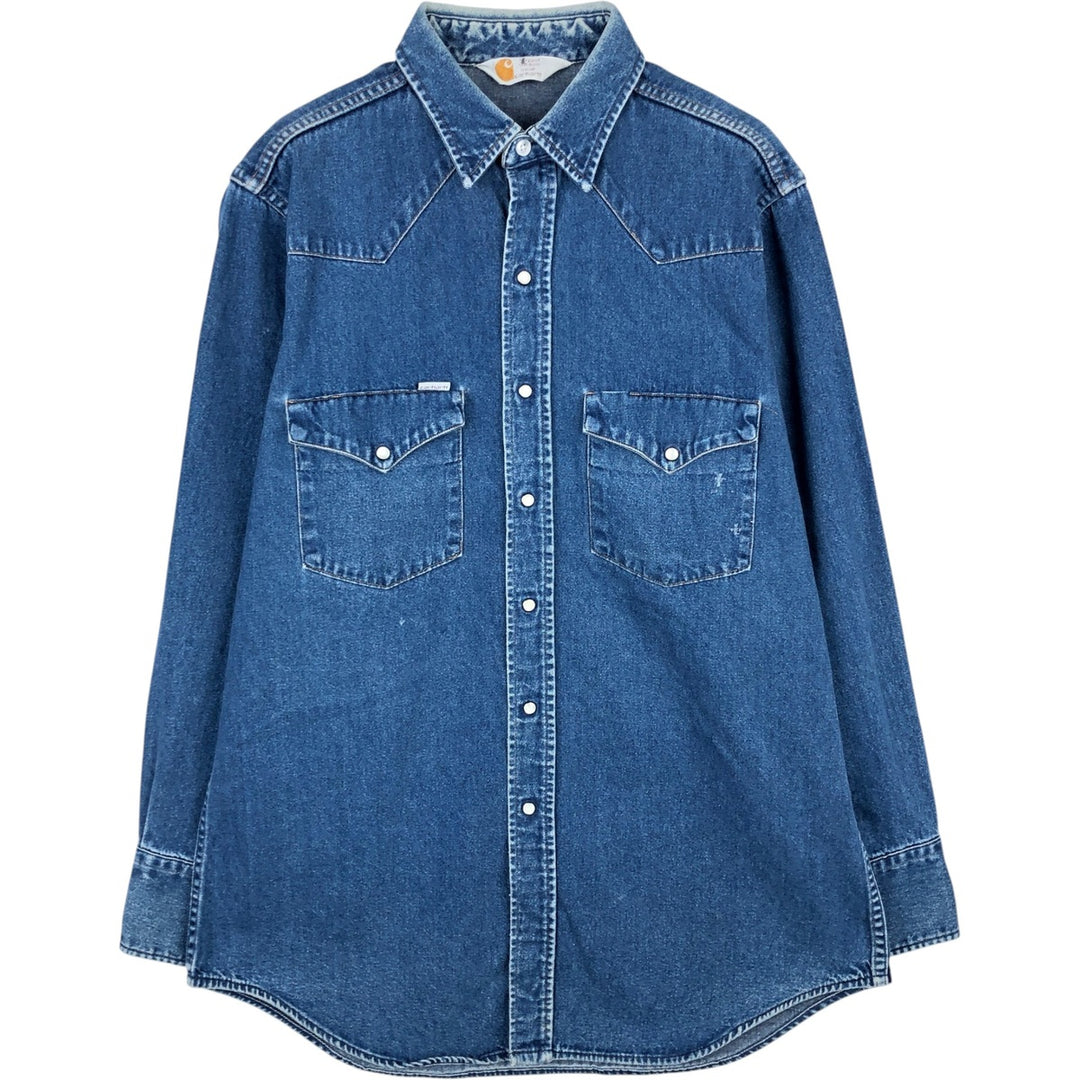 Carhartt Long-Sleeve Western Shirt, Men's Size L (approx.) unclear blue type Vintage Second Hand