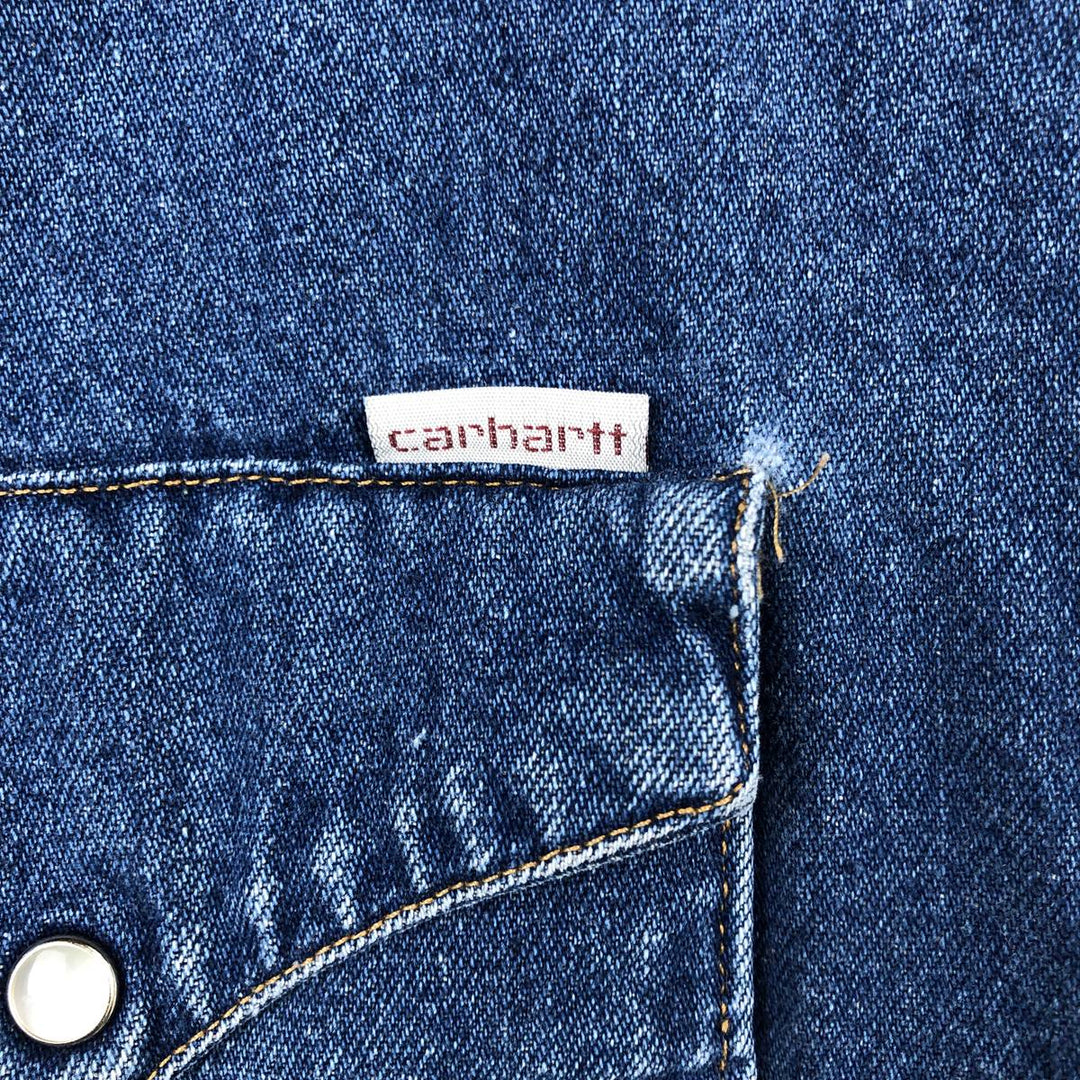 Carhartt Long-Sleeve Western Shirt, Men's Size L (approx.) unclear blue type Vintage Second Hand