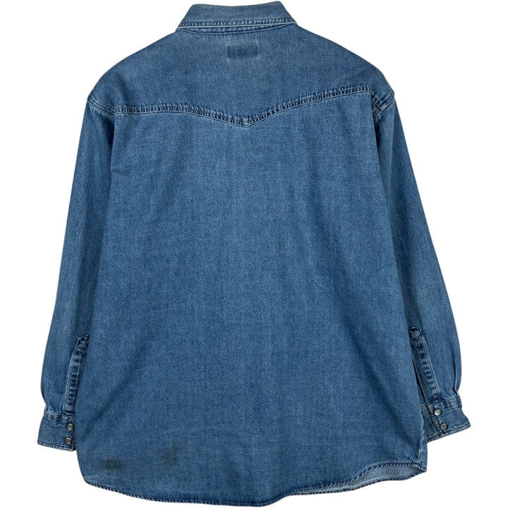 Dickies Authentic Long-Sleeve Western Shirt, Men's Size L (approx.) cotton blue type Vintage Second Hand