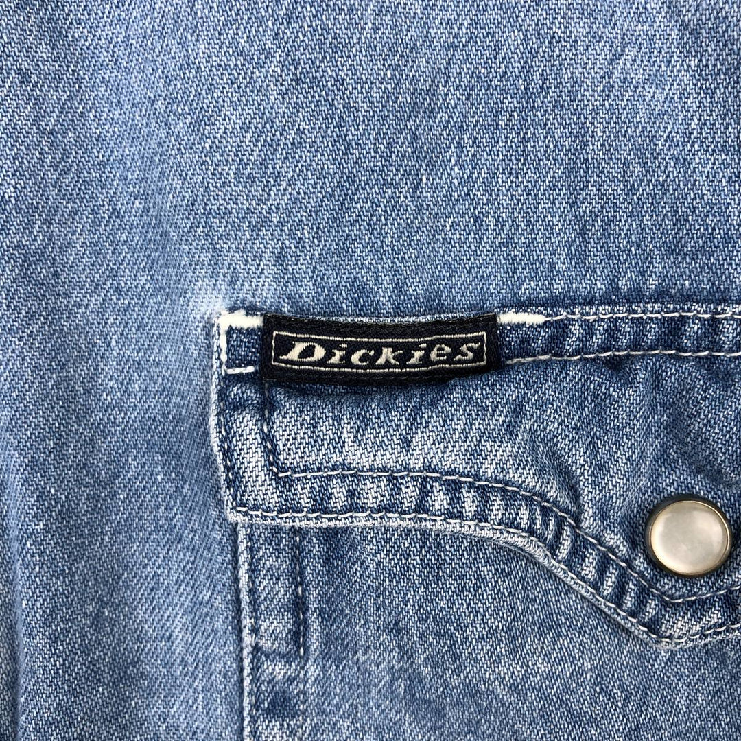 Dickies Authentic Long-Sleeve Western Shirt, Men's Size L (approx.) cotton blue type Vintage Second Hand