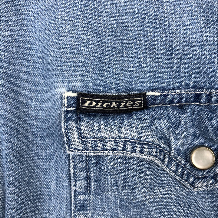 Dickies Authentic Long-Sleeve Western Shirt, Men's Size L (approx.) cotton blue type Vintage Second Hand
