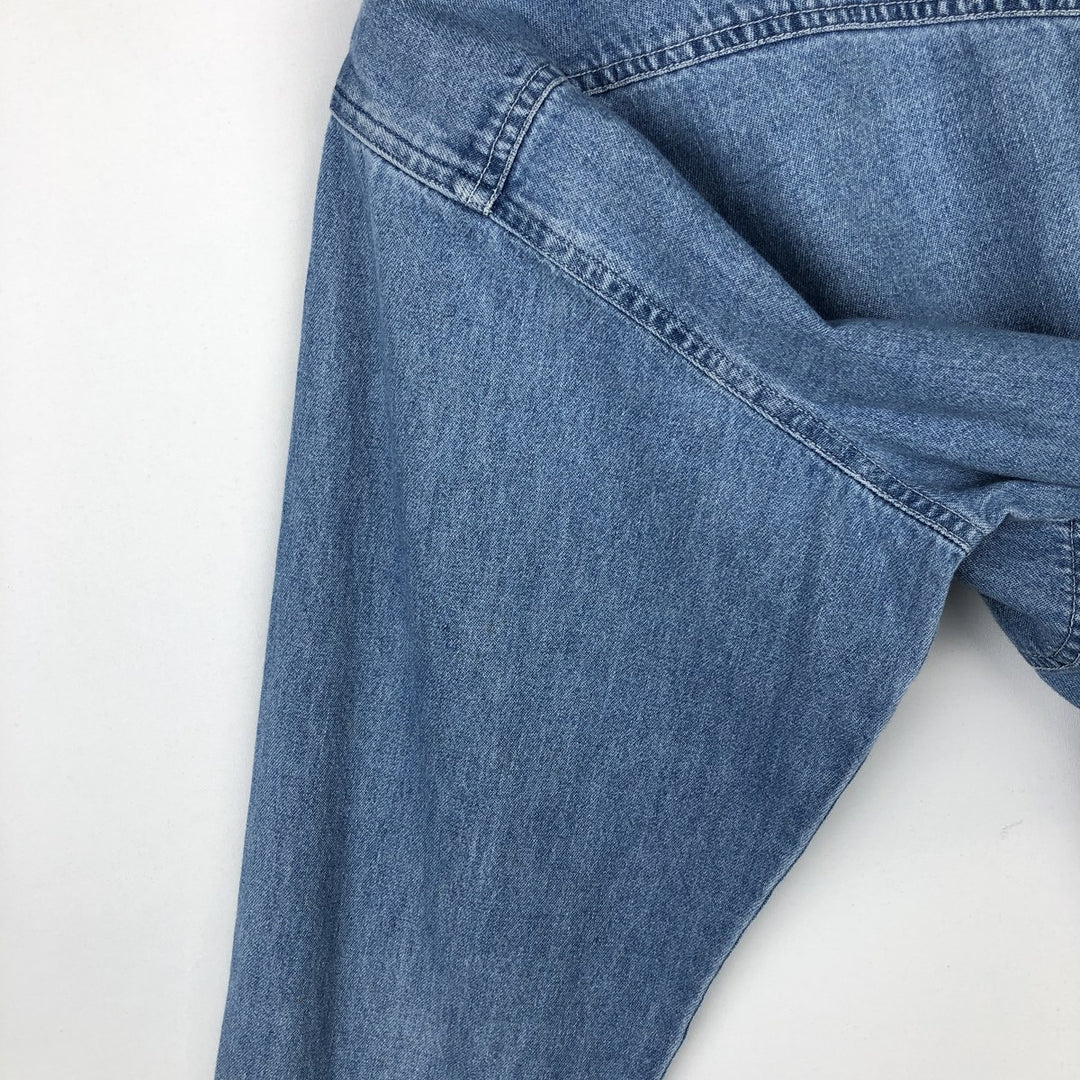 Dickies Authentic Long-Sleeve Western Shirt, Men's Size L (approx.) cotton blue type Vintage Second Hand