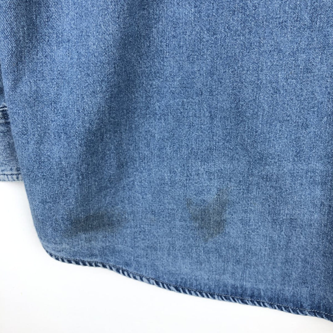 Dickies Authentic Long-Sleeve Western Shirt, Men's Size L (approx.) cotton blue type Vintage Second Hand