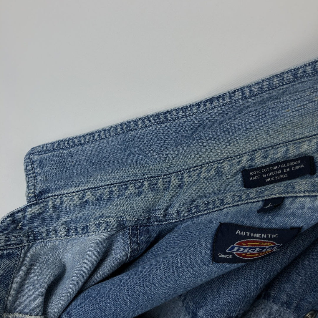 Dickies Authentic Long-Sleeve Western Shirt, Men's Size L (approx.) cotton blue type Vintage Second Hand
