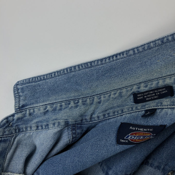 Dickies Authentic Long-Sleeve Western Shirt, Men's Size L (approx.) cotton blue type Vintage Second Hand
