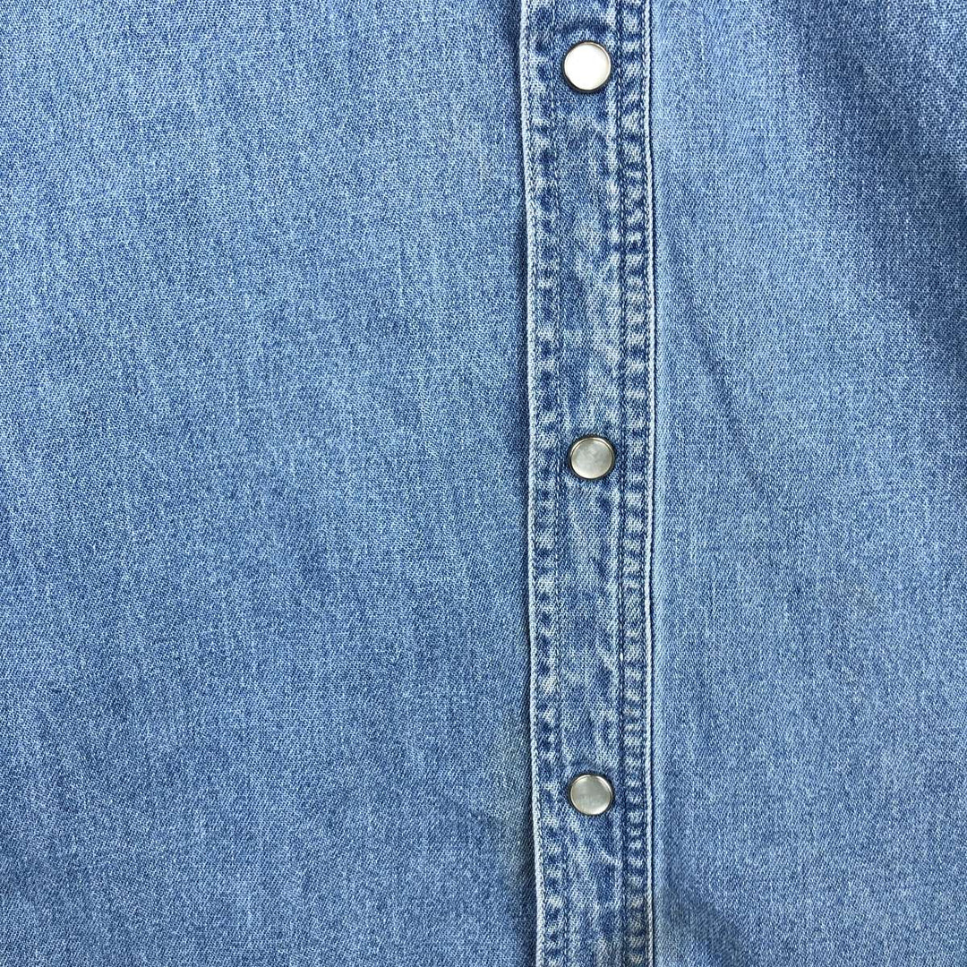Dickies Authentic Long-Sleeve Western Shirt, Men's Size L (approx.) cotton blue type Vintage Second Hand