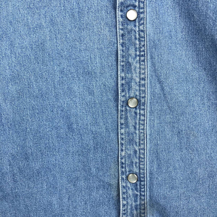 Dickies Authentic Long-Sleeve Western Shirt, Men's Size L (approx.) cotton blue type Vintage Second Hand