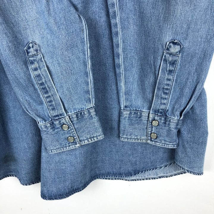 Dickies Authentic Long-Sleeve Western Shirt, Men's Size L (approx.) cotton blue type Vintage Second Hand