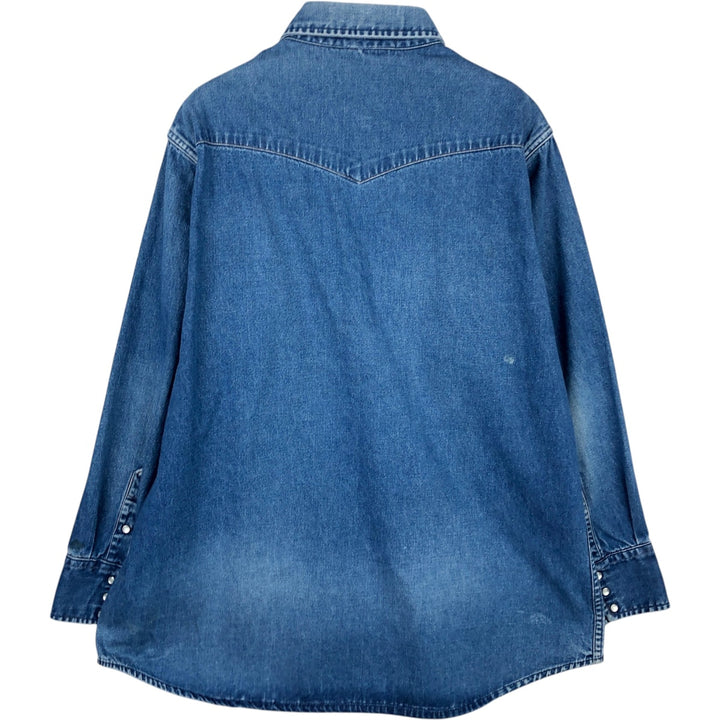 Carhartt plain long-sleeved Western shirt, men's size XL. unclear blue type Vintage Second Hand