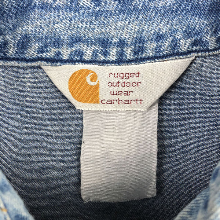 Carhartt plain long-sleeved Western shirt, men's size XL. unclear blue type Vintage Second Hand