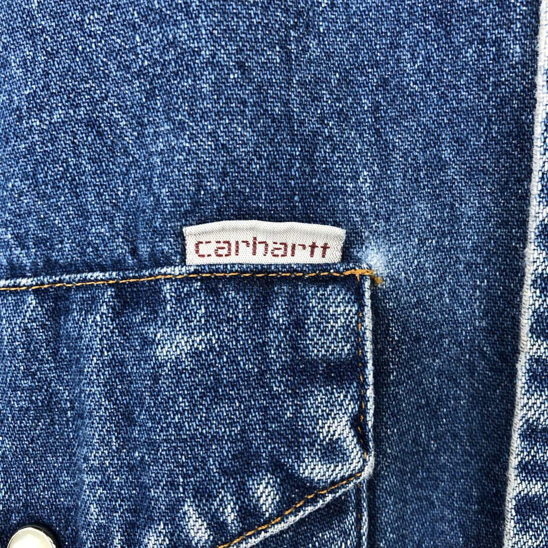 Carhartt plain long-sleeved Western shirt, men's size XL. unclear blue type Vintage Second Hand
