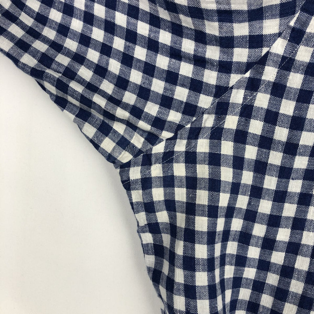 Ralph Lauren POLO RALPH LAUREN SLIM FIT Check Pattern Gingham Check Long Sleeve Linen Shirt (Men's XXL equivalent) linen blue type Vintage Second Hand