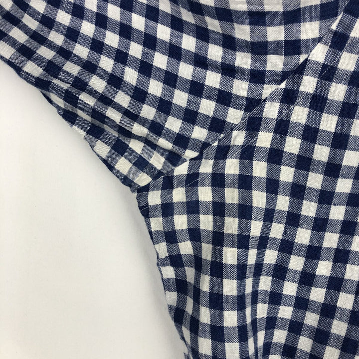 Ralph Lauren POLO RALPH LAUREN SLIM FIT Check Pattern Gingham Check Long Sleeve Linen Shirt (Men's XXL equivalent) linen blue type Vintage Second Hand