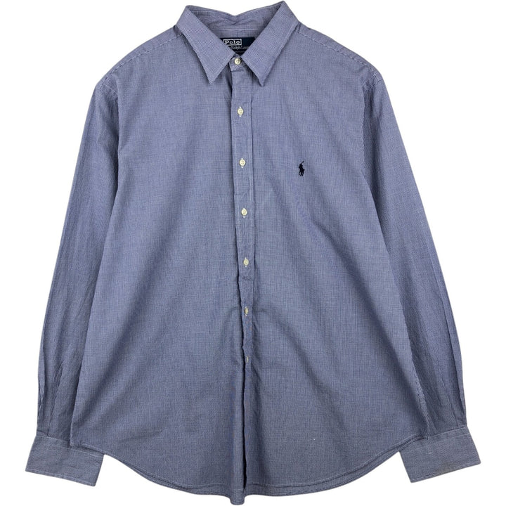 Ralph Lauren ANDREW Gingham Check Long-Sleeve Cotton Check Shirt, Men's Size XL (approx.) cotton navy blue type Vintage Second Hand