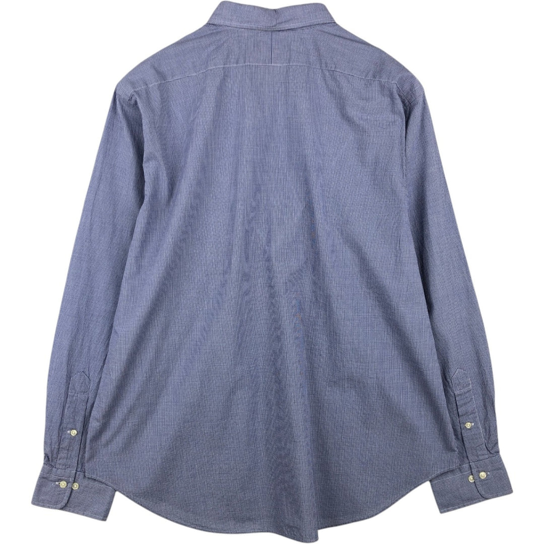 Ralph Lauren ANDREW Gingham Check Long-Sleeve Cotton Check Shirt, Men's Size XL (approx.) cotton navy blue type Vintage Second Hand