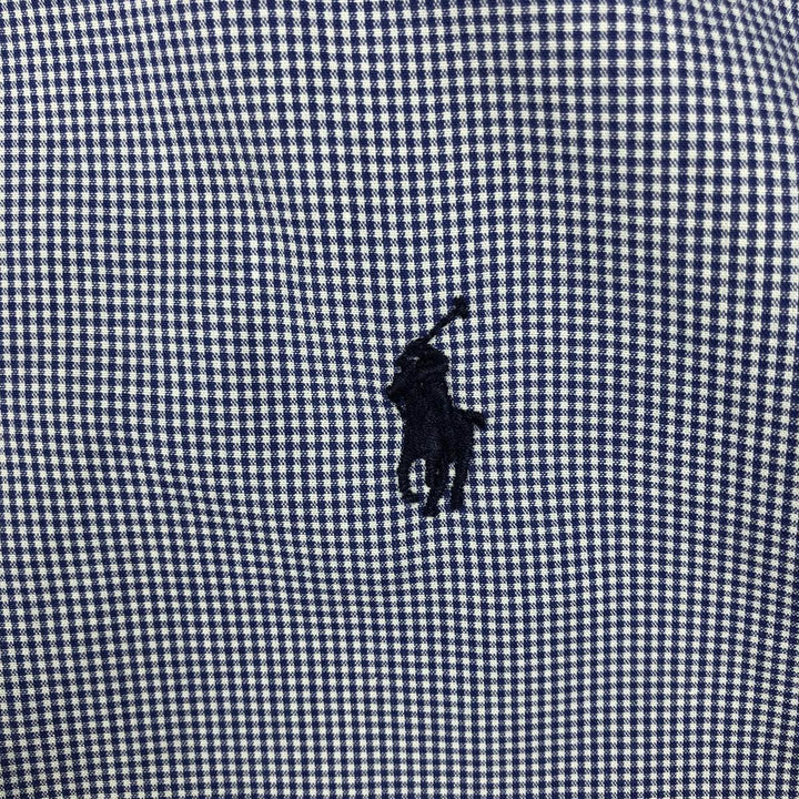 Ralph Lauren ANDREW Gingham Check Long-Sleeve Cotton Check Shirt, Men's Size XL (approx.) cotton navy blue type Vintage Second Hand