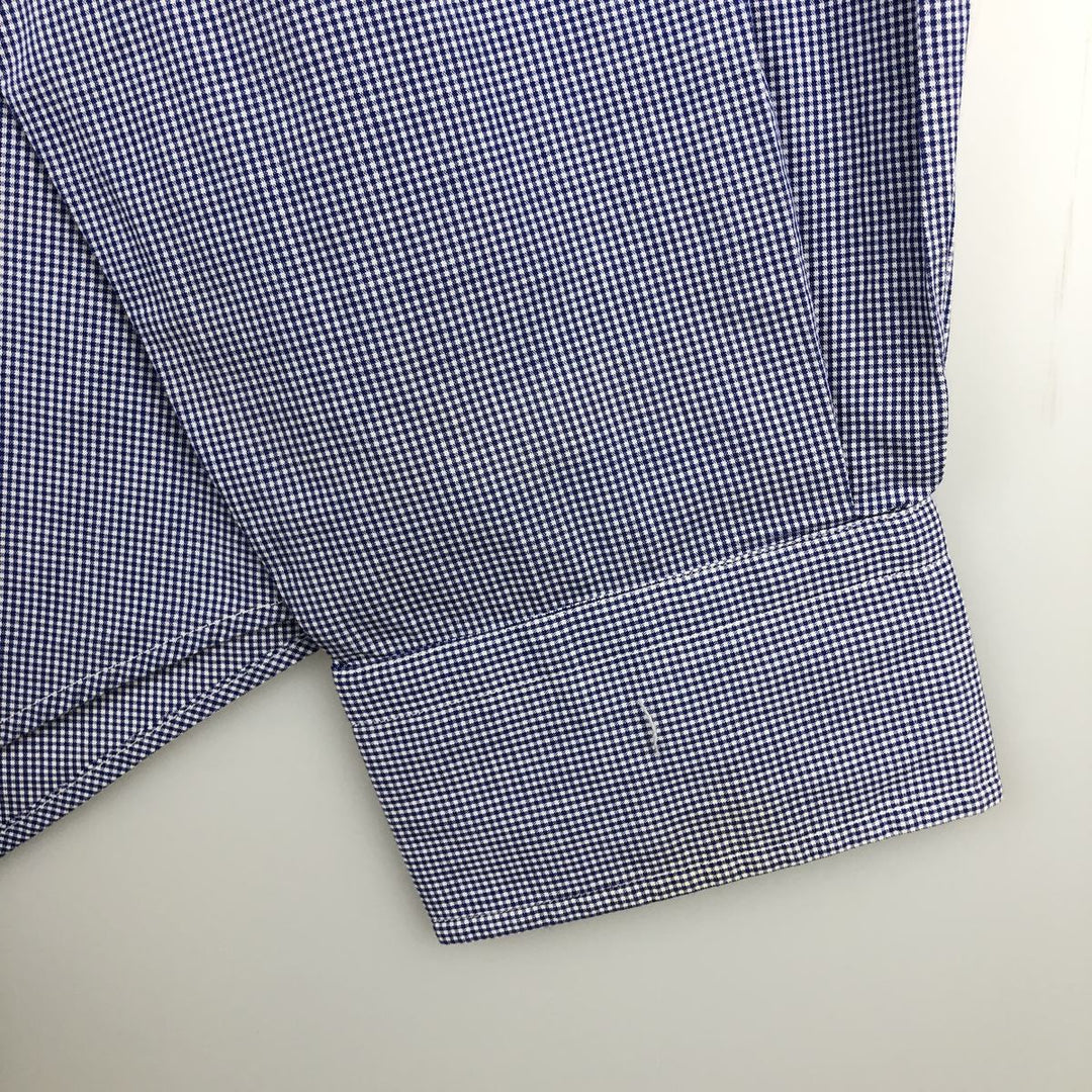 Ralph Lauren ANDREW Gingham Check Long-Sleeve Cotton Check Shirt, Men's Size XL (approx.) cotton navy blue type Vintage Second Hand