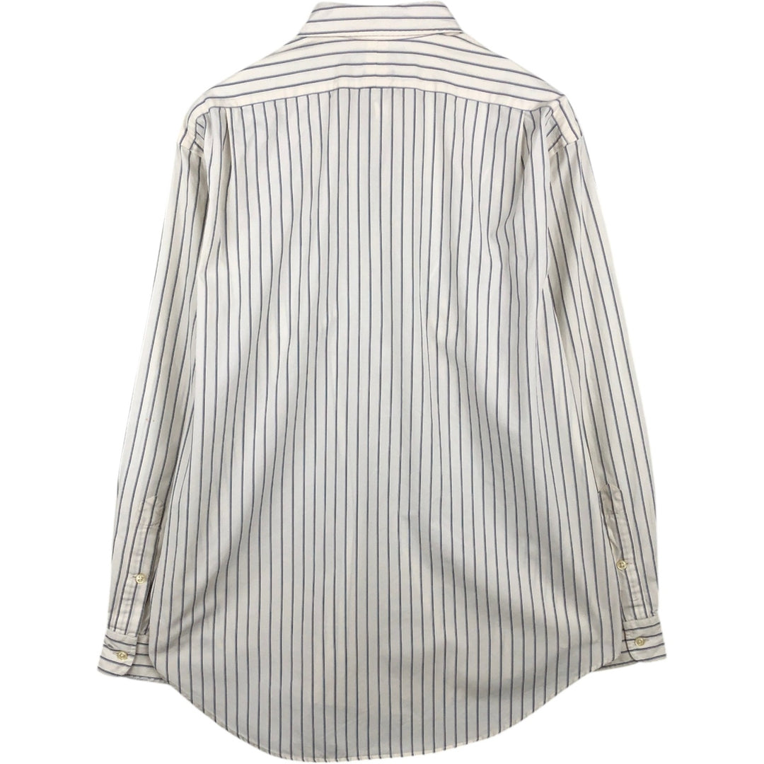 Ralph Lauren MARLOEW Stripe Pattern Long-Sleeve Button-Down Stripe Shirt, Men's Size L (approx.) cotton white type Vintage Second Hand