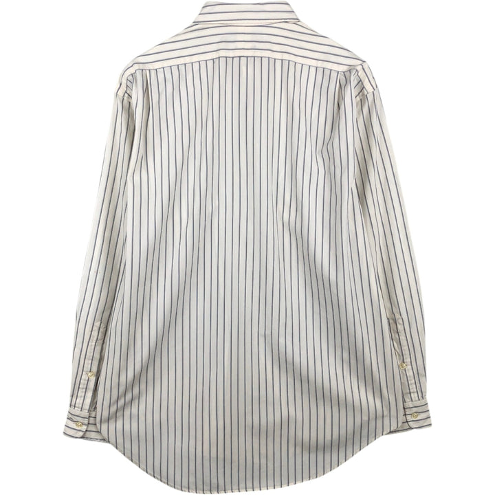 Ralph Lauren MARLOEW Stripe Pattern Long-Sleeve Button-Down Stripe Shirt, Men's Size L (approx.) cotton white type Vintage Second Hand