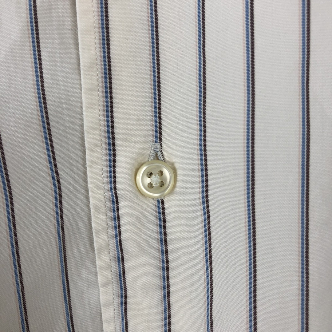 Ralph Lauren MARLOEW Stripe Pattern Long-Sleeve Button-Down Stripe Shirt, Men's Size L (approx.) cotton white type Vintage Second Hand