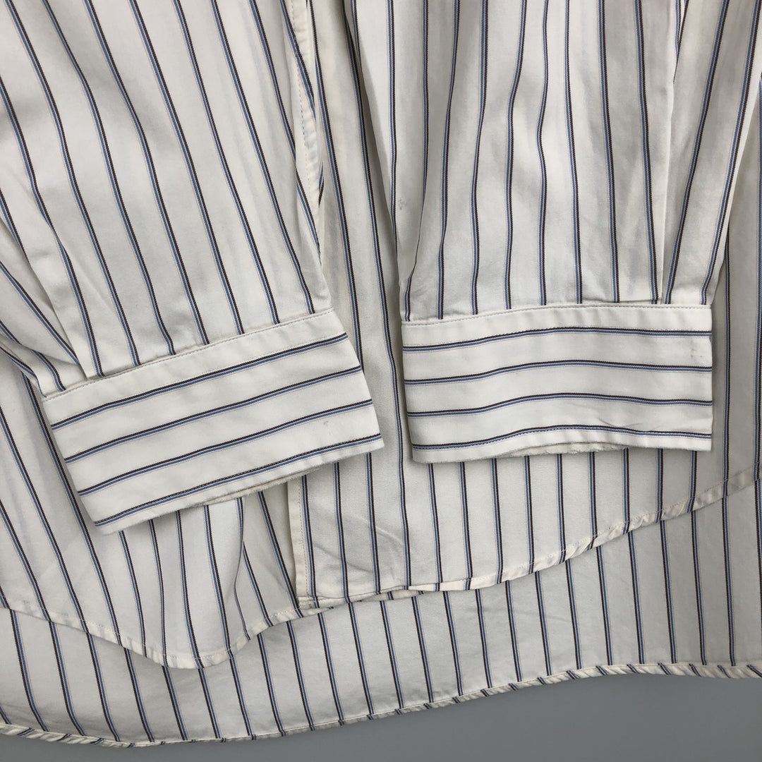 Ralph Lauren MARLOEW Stripe Pattern Long-Sleeve Button-Down Stripe Shirt, Men's Size L (approx.) cotton white type Vintage Second Hand
