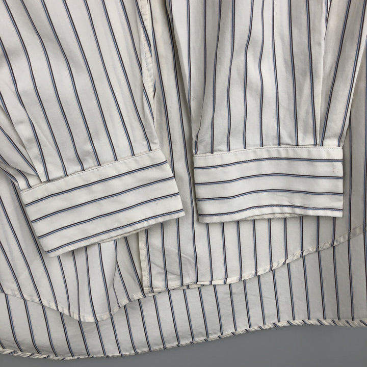 Ralph Lauren MARLOEW Stripe Pattern Long-Sleeve Button-Down Stripe Shirt, Men's Size L (approx.) cotton white type Vintage Second Hand