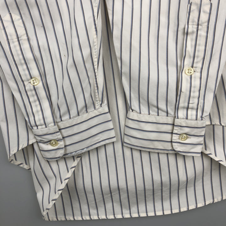 Ralph Lauren MARLOEW Stripe Pattern Long-Sleeve Button-Down Stripe Shirt, Men's Size L (approx.) cotton white type Vintage Second Hand