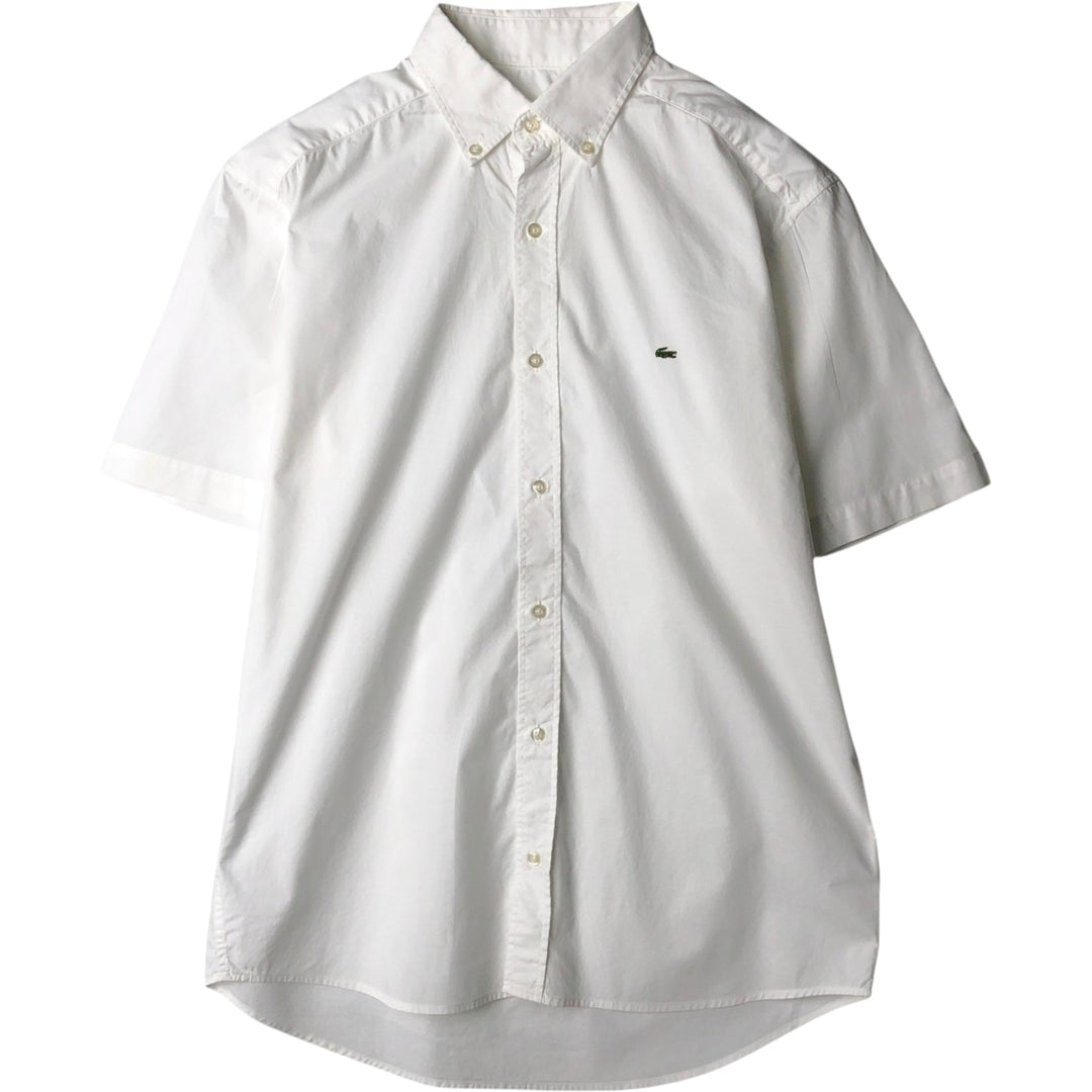 Lacoste Slim Fit Short-Sleeve Button-Down Shirt, Men's Size L (approx.) cotton white type Vintage Second Hand
