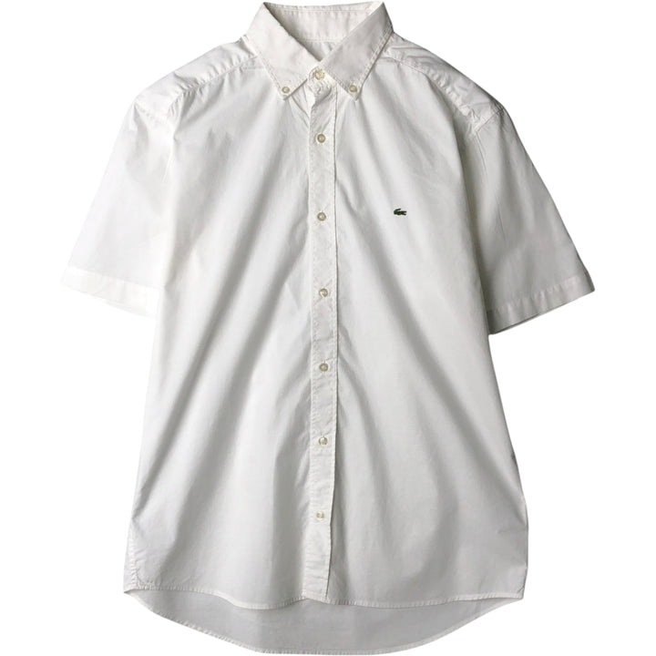 Lacoste Slim Fit Short-Sleeve Button-Down Shirt, Men's Size L (approx.) cotton white type Vintage Second Hand