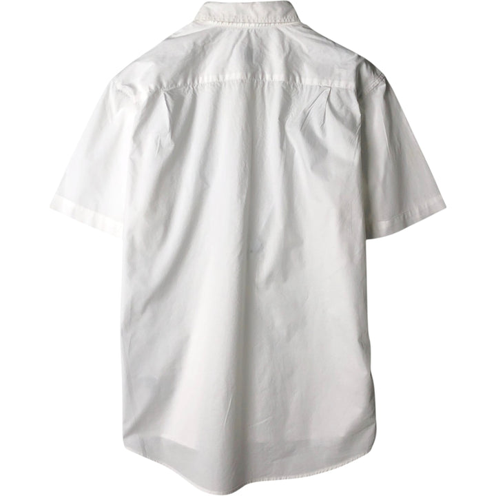 Lacoste Slim Fit Short-Sleeve Button-Down Shirt, Men's Size L (approx.) cotton white type Vintage Second Hand