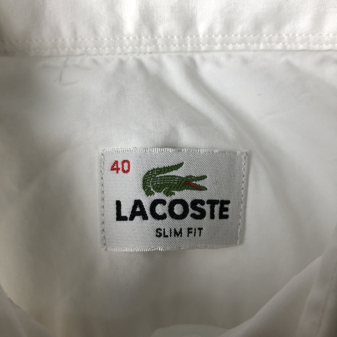 Lacoste Slim Fit Short-Sleeve Button-Down Shirt, Men's Size L (approx.) cotton white type Vintage Second Hand