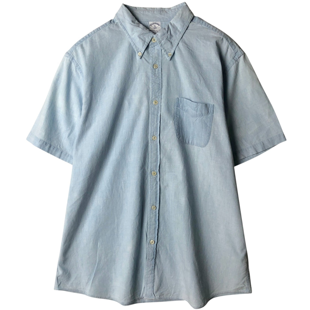 Brooks Brothers Short-Sleeve Button-Down Shirt, Men's Size XL (approx.) cotton blue type Vintage Second Hand