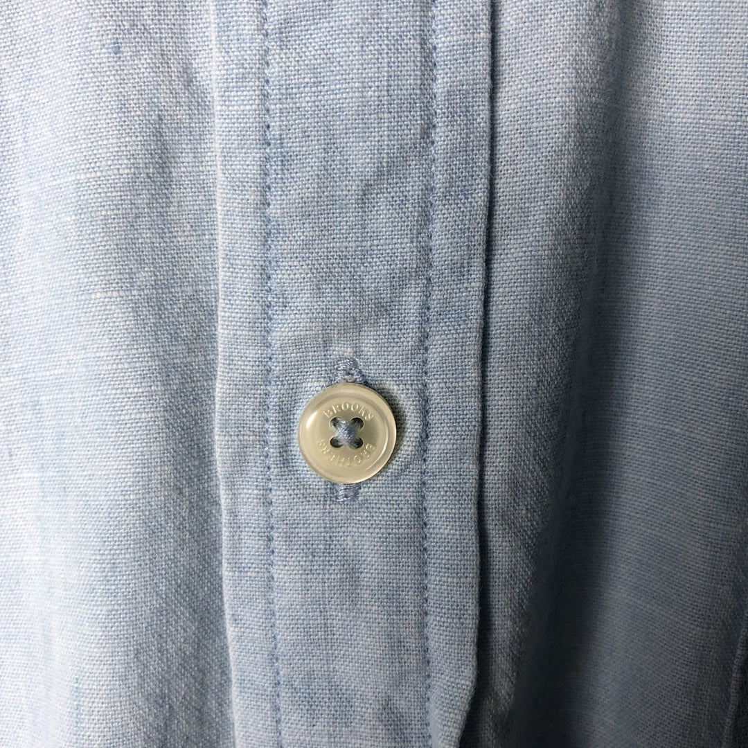 Brooks Brothers Short-Sleeve Button-Down Shirt, Men's Size XL (approx.) cotton blue type Vintage Second Hand