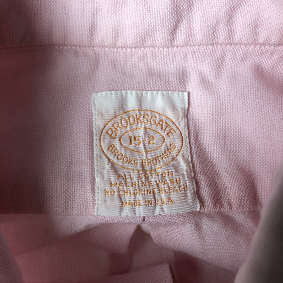 Brooks Brothers BROOKSGATE Short-Sleeve Button-Down Shirt, Made in USA, Men's Size M (approx.) cotton pink type Vintage Second Hand