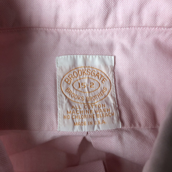 Brooks Brothers BROOKSGATE Short-Sleeve Button-Down Shirt, Made in USA, Men's Size M (approx.) cotton pink type Vintage Second Hand